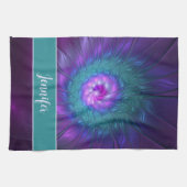 抽象芸術フローラカラフルアート花名 キッチンタオル (横)