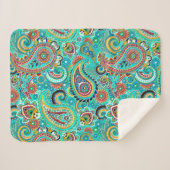 抽象芸術フローラカラフルペイズリー シェルパブランケット (正面(横))