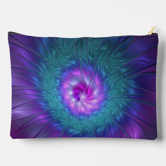 抽象芸術フローラカラフル美しいフラワー アクセサリーポーチ (裏面)