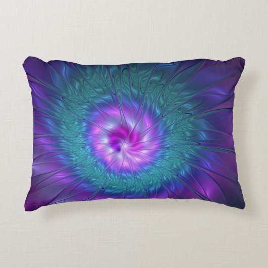 抽象芸術フローラカラフル美しいフラワー アクセントクッション (正面)