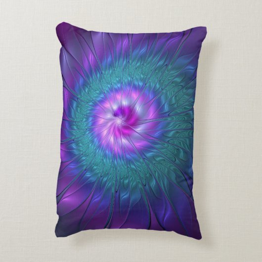 抽象芸術フローラカラフル美しいフラワー アクセントクッション (裏面(縦))