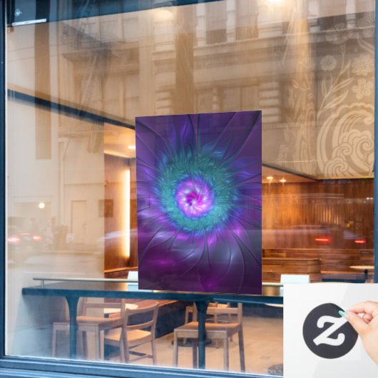 抽象芸術フローラカラフル美しいフラワー ウィンドウサイン (カフェ窓)