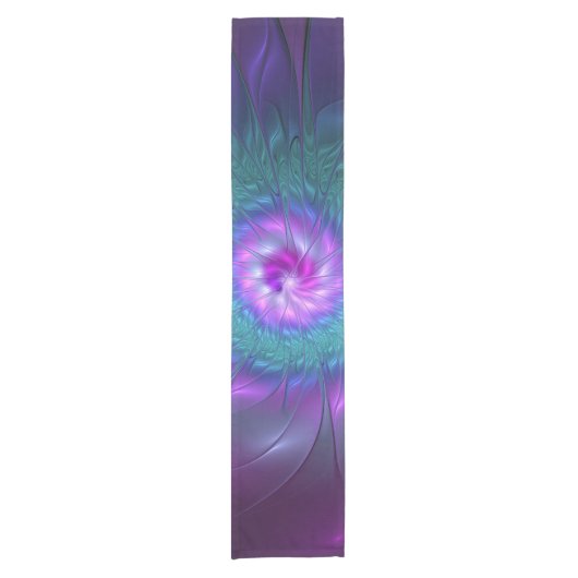 抽象芸術フローラカラフル美しいフラワー ショートテーブルランナー (正面)