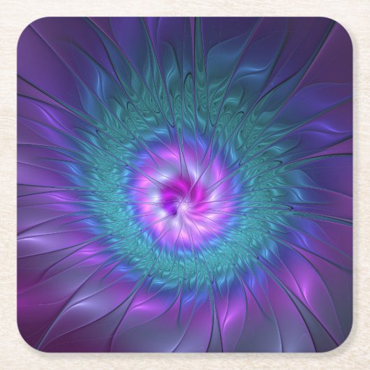 抽象芸術フローラカラフル美しいフラワー スクエアペーパーコースター (正面)