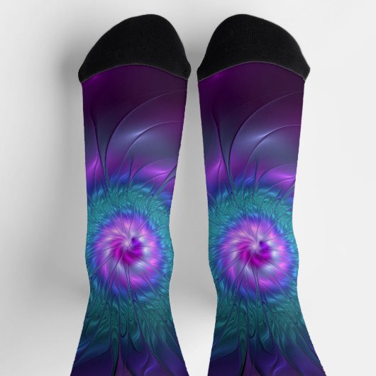 抽象芸術フローラカラフル美しいフラワー ソックス (上部)