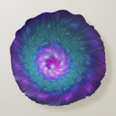 抽象芸術フローラカラフル美しいフラワー ラウンドクッション (裏面)