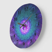 抽象芸術フローラカラフル美しいフラワー ラージ壁時計 (傾斜)