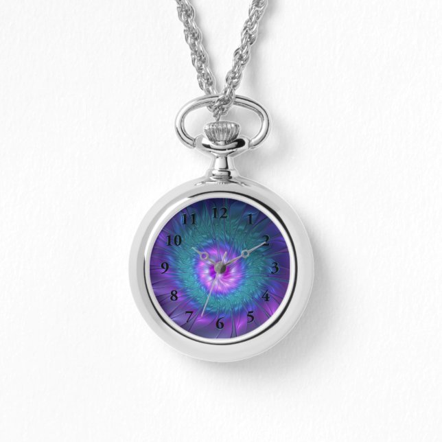 抽象芸術フローラカラフル美しいフラワー 腕時計 (正面)