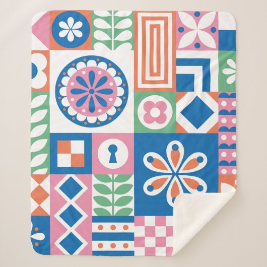 抽象芸術フローラカード。継ぎ目のない民話のパターン。S シェルパブランケット (正面)