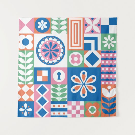 抽象芸術フローラカード。継ぎ目のない民話のパターン。S タペストリー (正面)