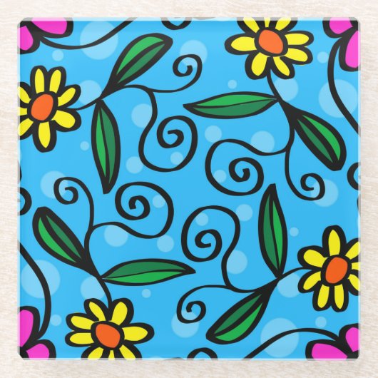 抽象芸術フローラガラスコースター ガラスコースター (正面)