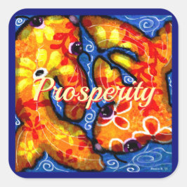 抽象芸術フローラコイフィッシュオレンジイエローレッドブルー スクエアシール