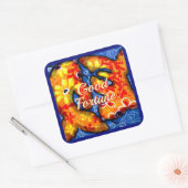 抽象芸術フローラコイフィッシュオレンジイエローレッドブルー スクエアシール (封筒)