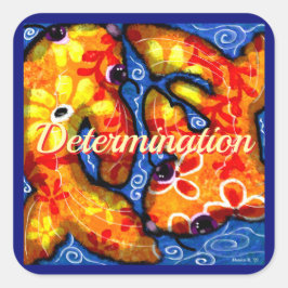 抽象芸術フローラコイフィッシュオレンジイエローレッドブルー スクエアシール