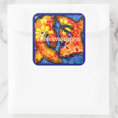 抽象芸術フローラコイフィッシュオレンジイエローレッドブルー スクエアシール (バッグ)