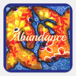 抽象芸術フローラコイフィッシュオレンジイエローレッドブルー スクエアシール