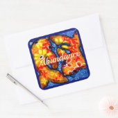 抽象芸術フローラコイフィッシュオレンジイエローレッドブルー スクエアシール (封筒)