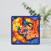 抽象芸術フローラコイ魚の幸運グリーティングカード シーズンカード (スタンド正面)