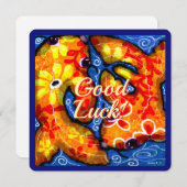 抽象芸術フローラコイ魚の幸運グリーティングカード シーズンカード (正面/裏面)