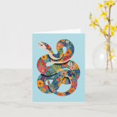 抽象芸術フローラスカラフルク絵を描ネーク カード (黄色い花)