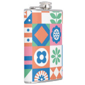 抽象芸術フローラスカンジナビアフォークパターン フラスク (右)