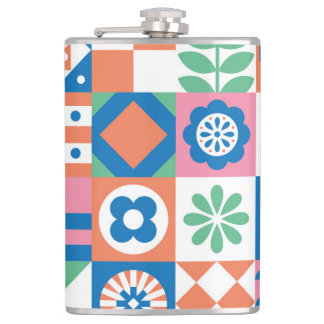 抽象芸術フローラスカンジナビアフォークパターン フラスク