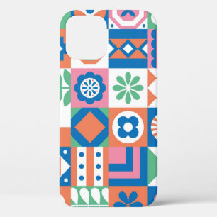 抽象芸術フローラスカンジナビアフォークパターン iPhone 12ケース