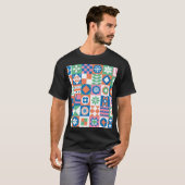 抽象芸術フローラスカンジナビアフォークパターン Tシャツ (正面フル)