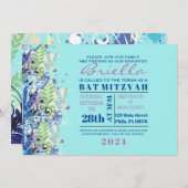 抽象芸術フローラスターターコイズ招待状 招待状 (正面/裏面)