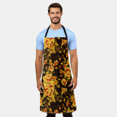 抽象芸術フローラスパークルガラス質感 エプロン (着用した状態)