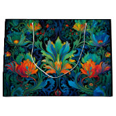 抽象芸術フローラスワールタペストリーはっきりしたヴィヴィッドカラフル ラージペーパーバッグ (正面)