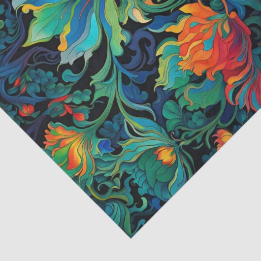 抽象芸術フローラスワールタペストリーはっきりしたヴィヴィッドカラフル 薄葉紙 (詳細)