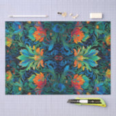 抽象芸術フローラスワールタペストリーはっきりしたヴィヴィッドカラフル 薄葉紙 (クラフト)