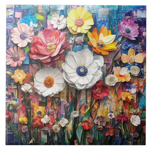 抽象芸術フローラセラミックタイル タイル (正面)