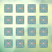 抽象芸術フローラタイル模様 ウィンドウサイン (シート3)