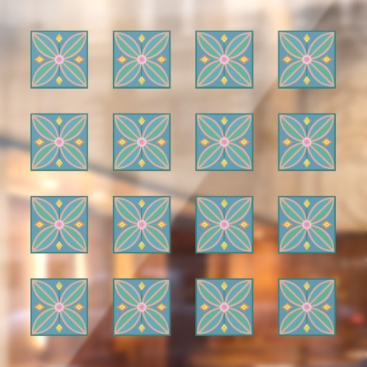 抽象芸術フローラタイル模様 ウィンドウサイン (シート2)