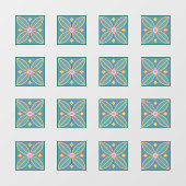 抽象芸術フローラタイル模様 ウィンドウサイン (シート)