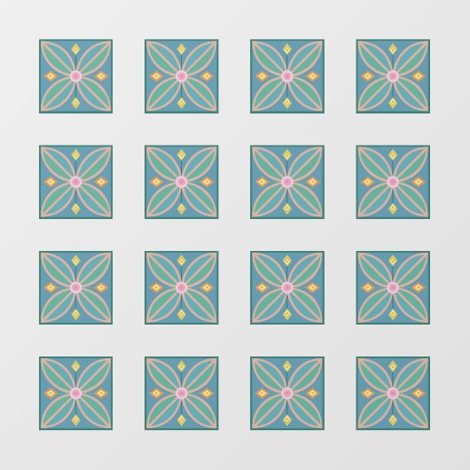 抽象芸術フローラタイル模様 ウィンドウサイン (シート)