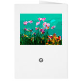 抽象芸術フローラターコイズ紫、ピンクカード (裏面)