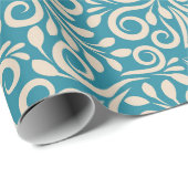 抽象芸術フローラダークシアンパターン ラッピングペーパー (ロールコーナー)