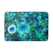 抽象芸術フローラティール(緑がかった色)ブルーグリーン花花 バスマット (正面)