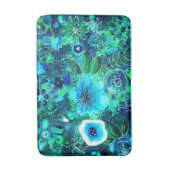 抽象芸術フローラティール(緑がかった色)ブルーグリーン花花 バスマット (正面縦)