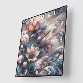 抽象芸術フローラデザインと真珠 スクエア壁時計 (傾斜)