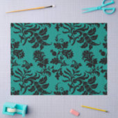 抽象芸術フローラデザインのティール（緑がかった色）の分離 薄葉紙 (クラフト)