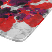 抽象芸術フローラデザイン – 白の上に赤と紫 カッティングボード (角)