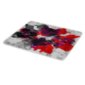 抽象芸術フローラデザイン – 白の上に赤と紫 カッティングボード (角)