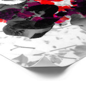 抽象芸術フローラデザイン – 白の上に赤と紫 ポスター (角)