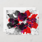 抽象芸術フローラデザイン – 白の上に赤と紫 ポストカード (正面/裏面)