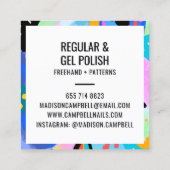 抽象芸術フローラネイルアーティストサロンブラシストロークアート スクエア名刺 (裏面)