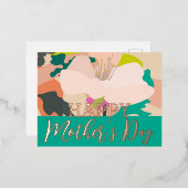 抽象芸術フローラハッピーマザーズデイ実在金ゴールド 箔シーズンポストカード (正面/裏面)